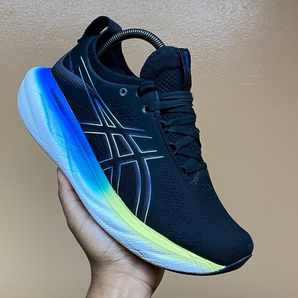 ASICS GEL-NIMBUS 25 Men\'s Running Sneakers Black Blue Glow Yellow Size 8.5 Wide main image 15